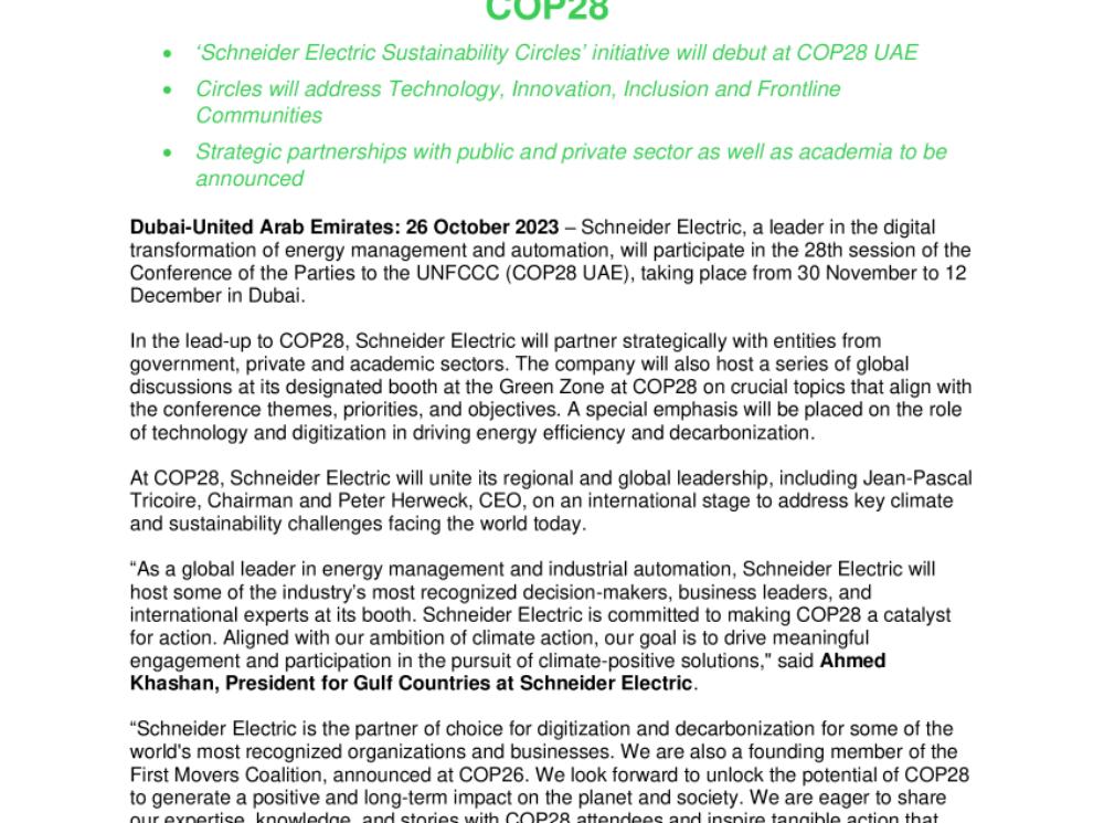 PRL - Schneider Electric to Drive Global Dialogue at COP28 - EN.pdf