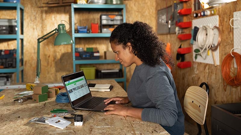 A lady using her laptop