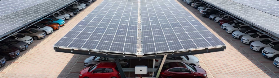 A solar panel on a roof