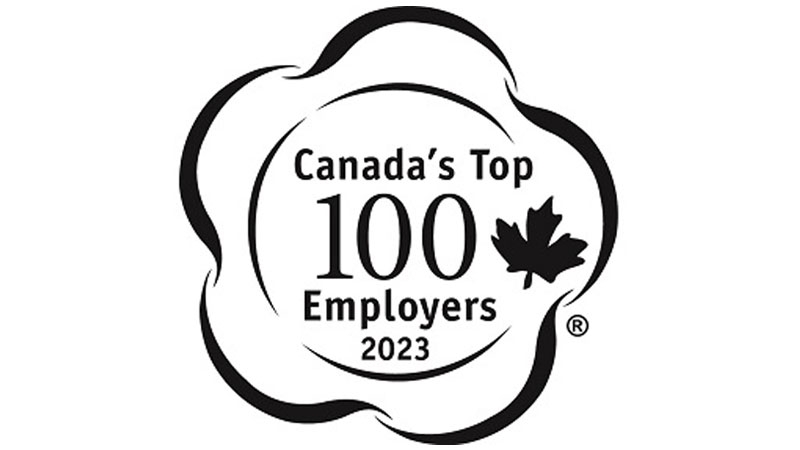 Award logo for Canadas Top 100 Employers 2023