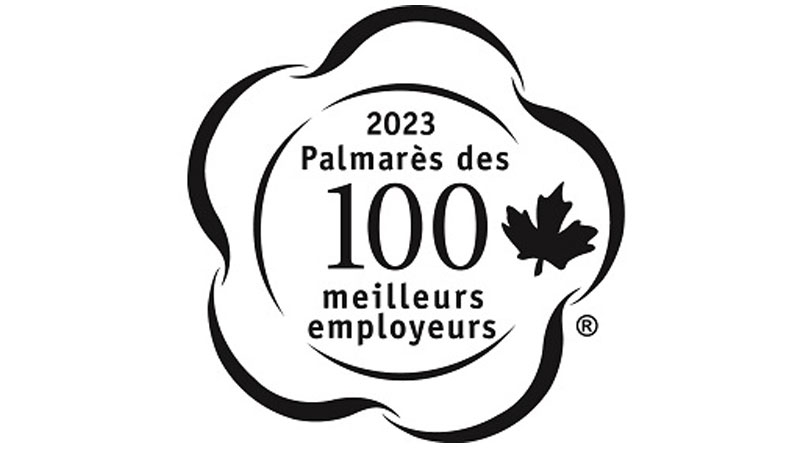 Award logo for Canadas Top 100 Employers 2023