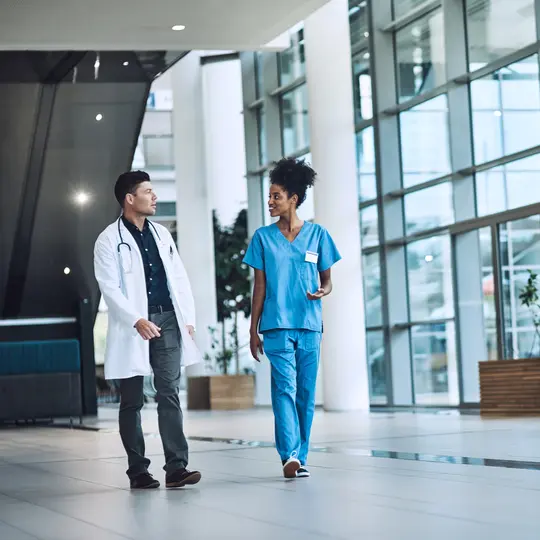 Shot of medical practitioners having a conversation in a hospital