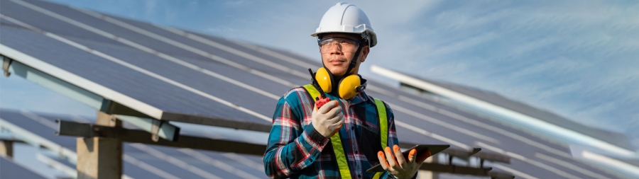 Engineer working on checking equipment