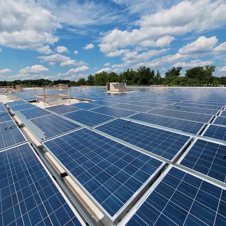 Solar panels on roof