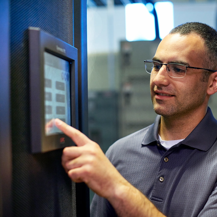 A man using digital dashboard