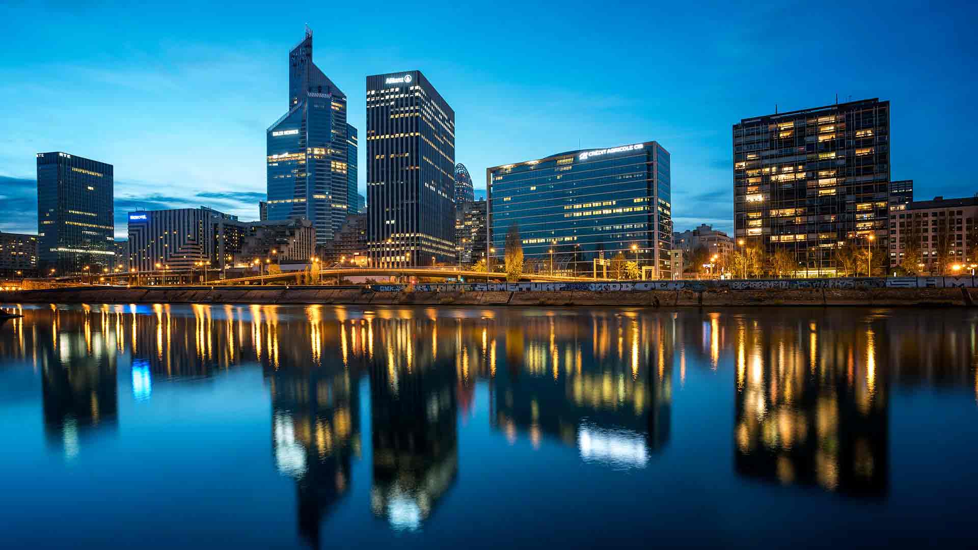 View of a city’s skyline at evening