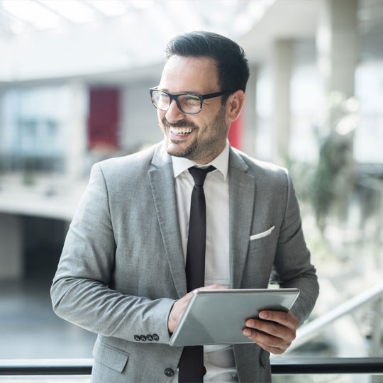 Man holding tablet