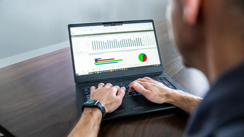 A person typing on a computer