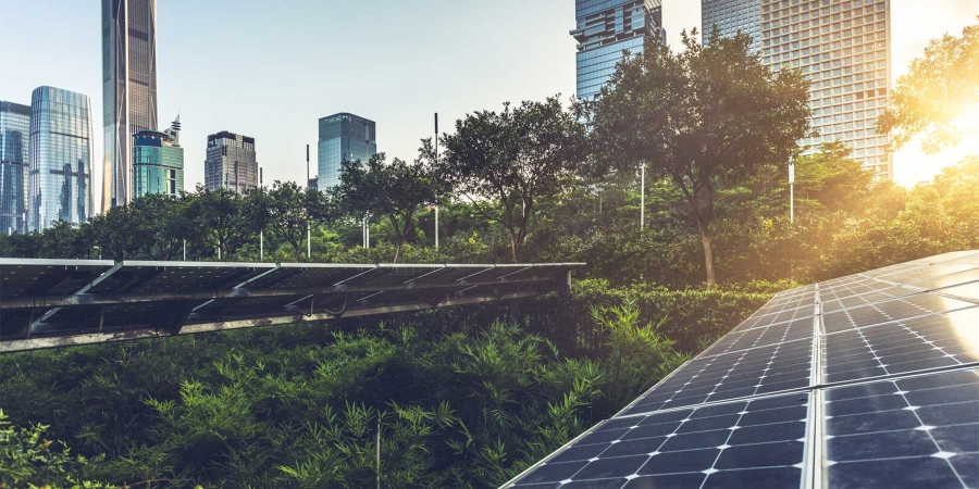 A solar panel in a park