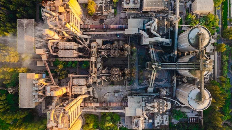 Aerial view of a factory