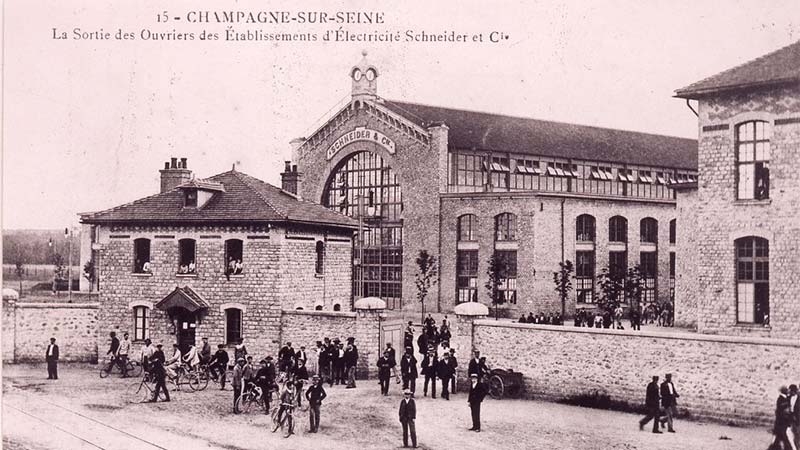 A group of people outside a building