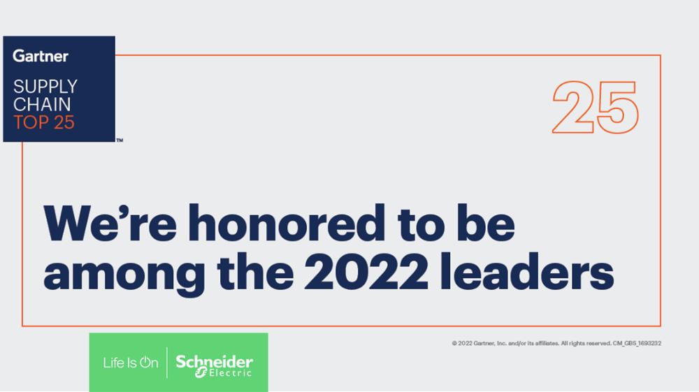 Schneider Electric ranks 2nd in The Gartner Supply Chain Top 25 for 2022