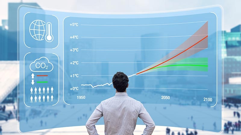 A person looking at a graph