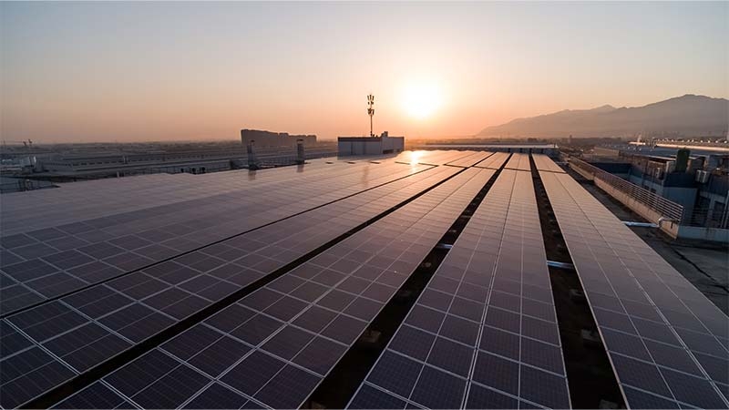 Solar panels on a roof