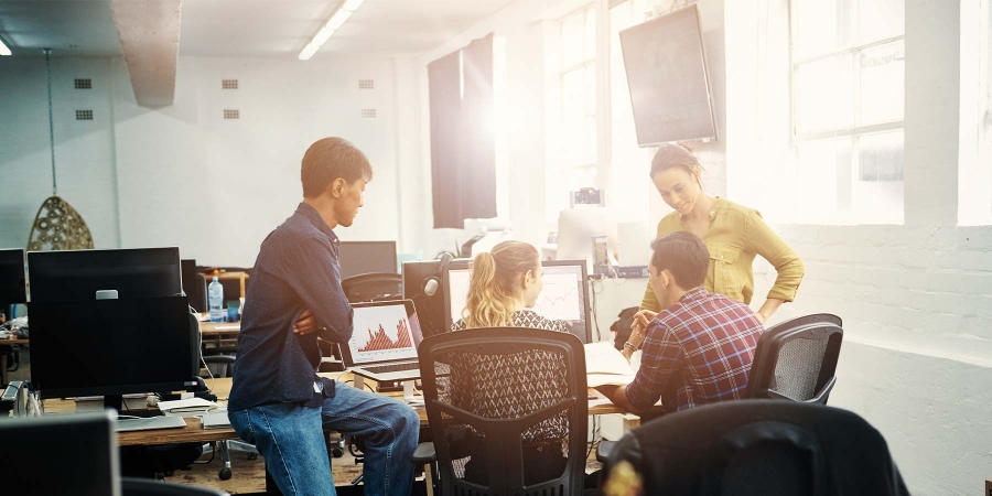 A group of people in an office