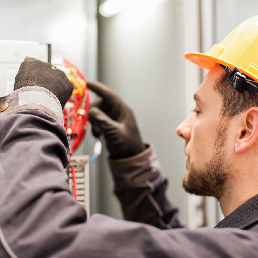 Engineer working on wires