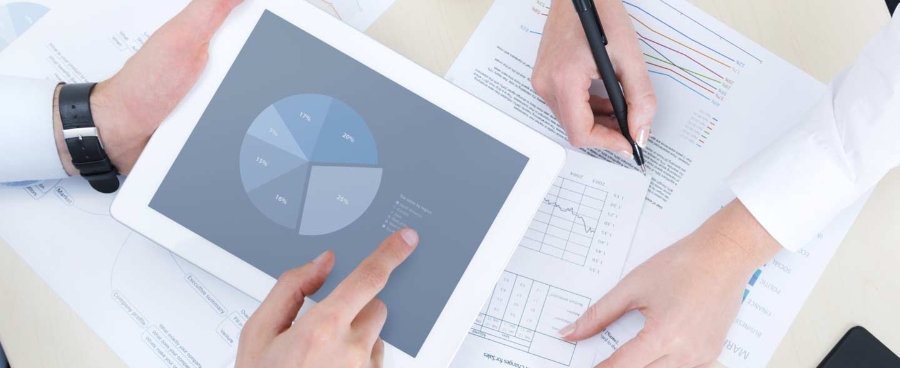 Reviewing statistics on paper and tablet