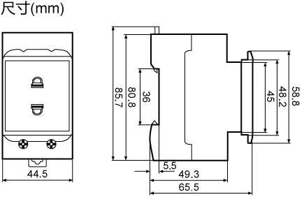 A9A16412 - PC导轨插座, 2P (两扁/圆脚), 250V 10A | 施耐德电气