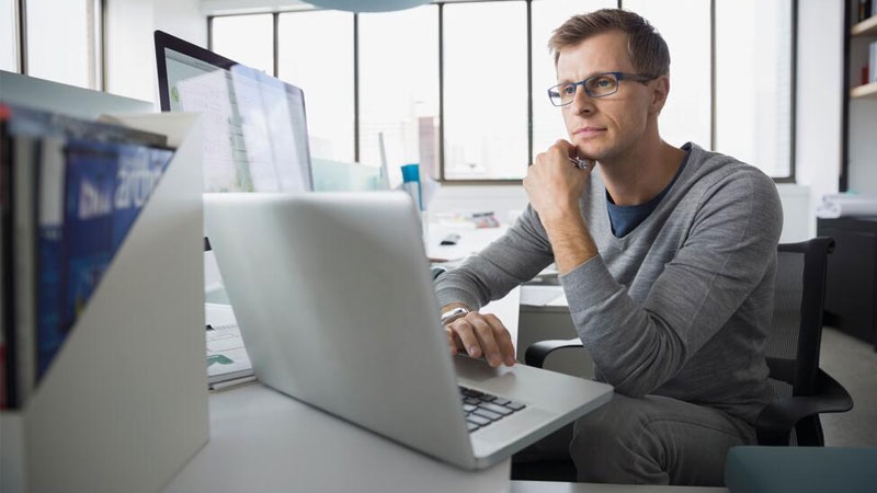 Man working on laptop