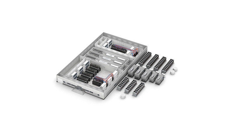 A grey rectangular box with several different components