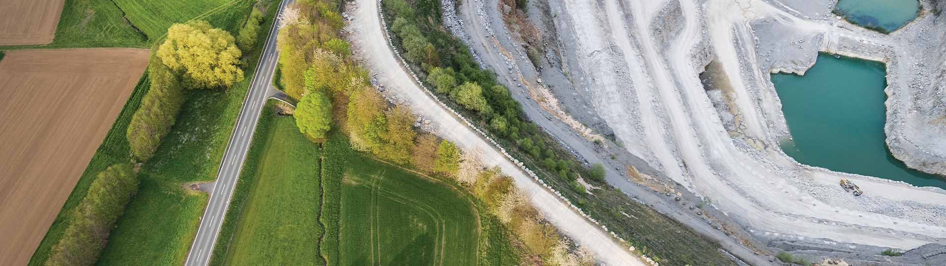 A road with grass and bushes