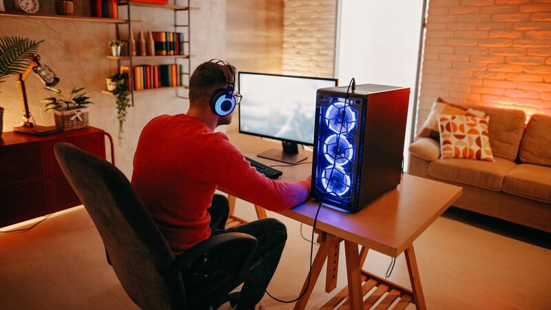 Man working on desktop computer