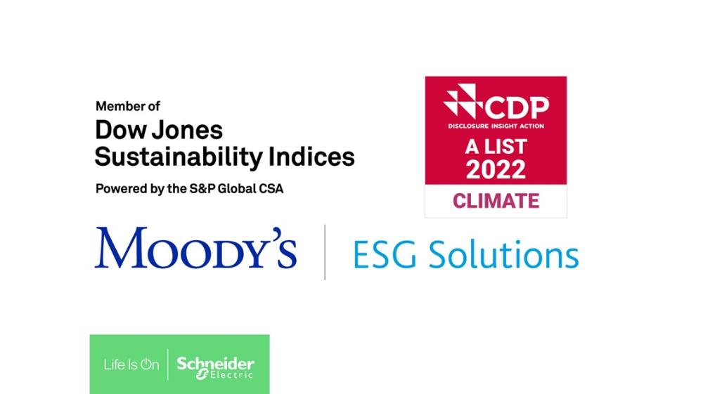 施耐德電機於兩大權威ESG評比中獲選第一名殊榮 更榮獲CDP最高等級「A」認證肯定，表彰永續領導力！