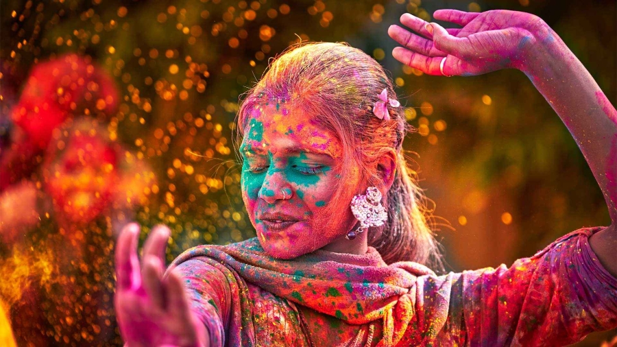 woman covered in colors