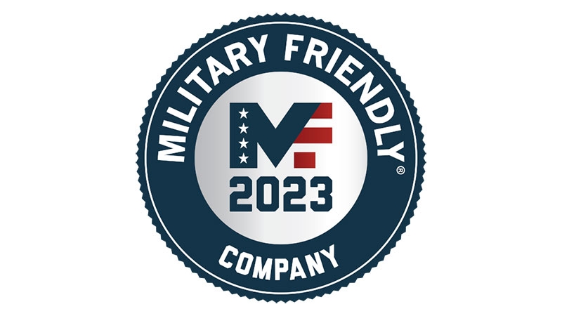 Award logo for Military Friendly Company 2023