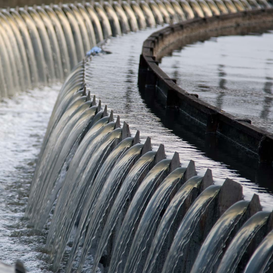 Photo of flowing water in water purification plant