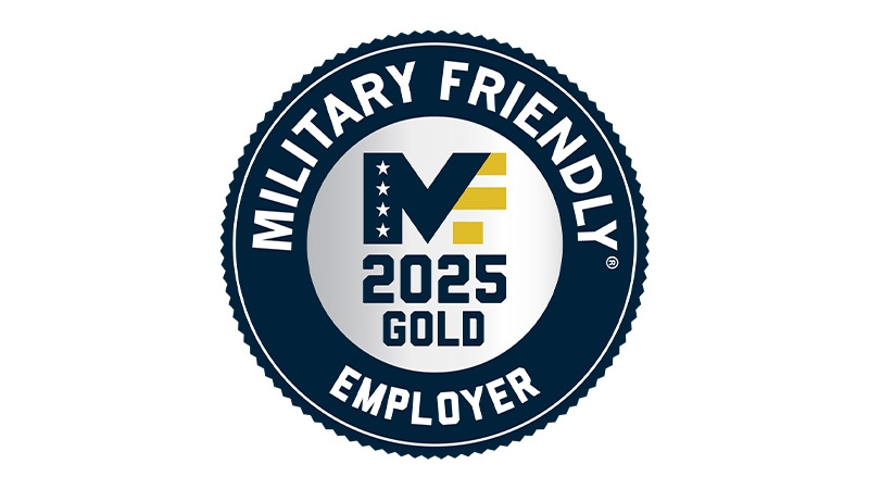 Award logo for 2025 Gold Military Friendly Employer