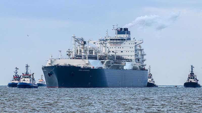 A large ship in the water