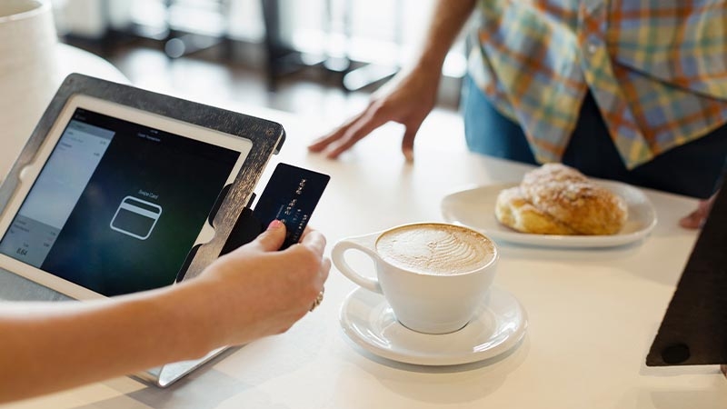 A person paying with a credit card