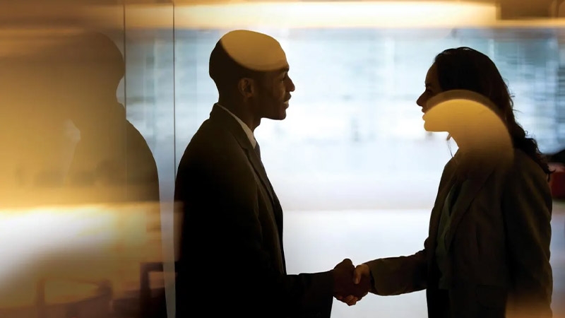 A person and person shaking hands