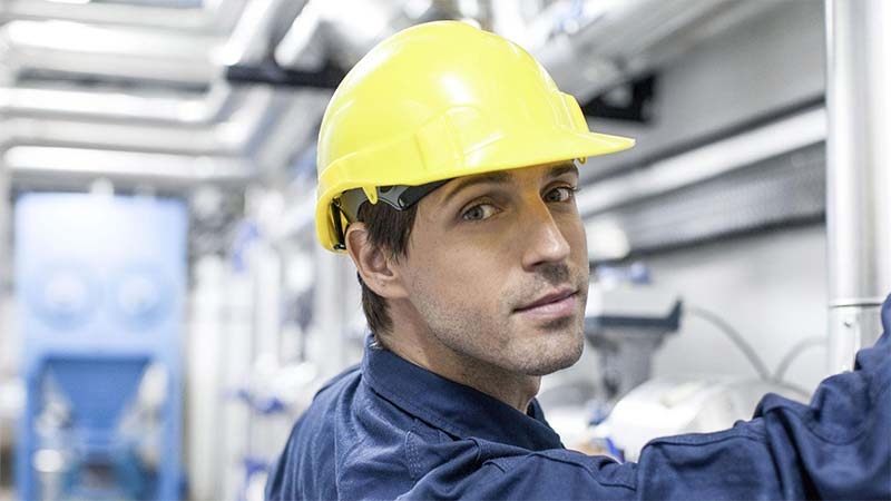 A person wearing a hard hat