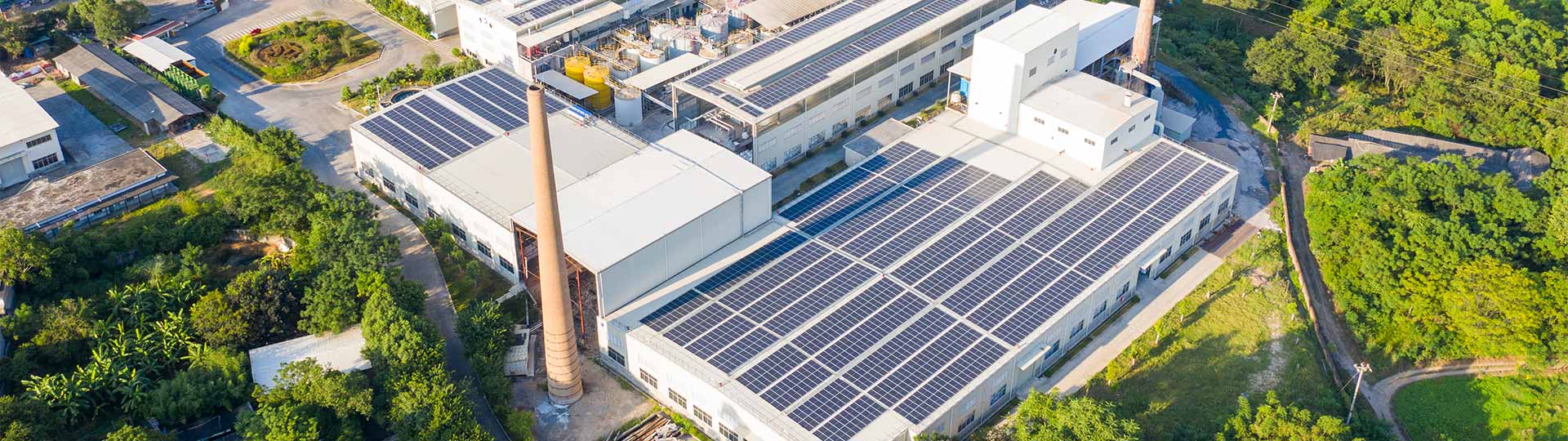 A large building with solar panels