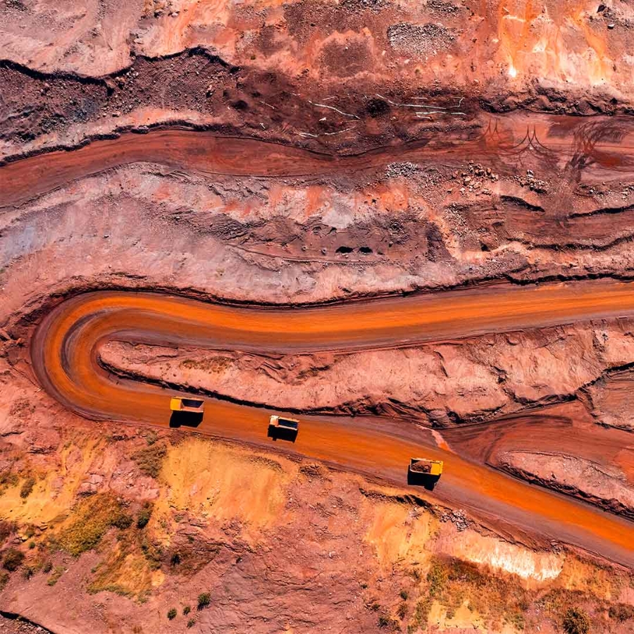 A road with trucks on it