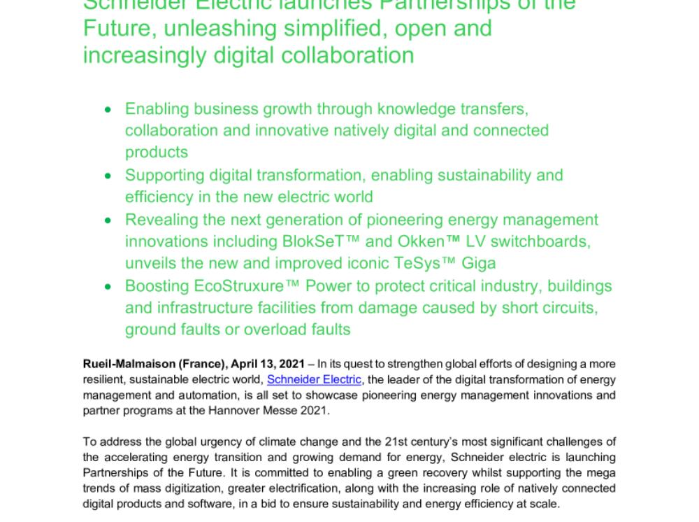 Schneider Electric launches Partnerships of the Future, unleashing simplified, open and increasingly digital collaboration.pdf