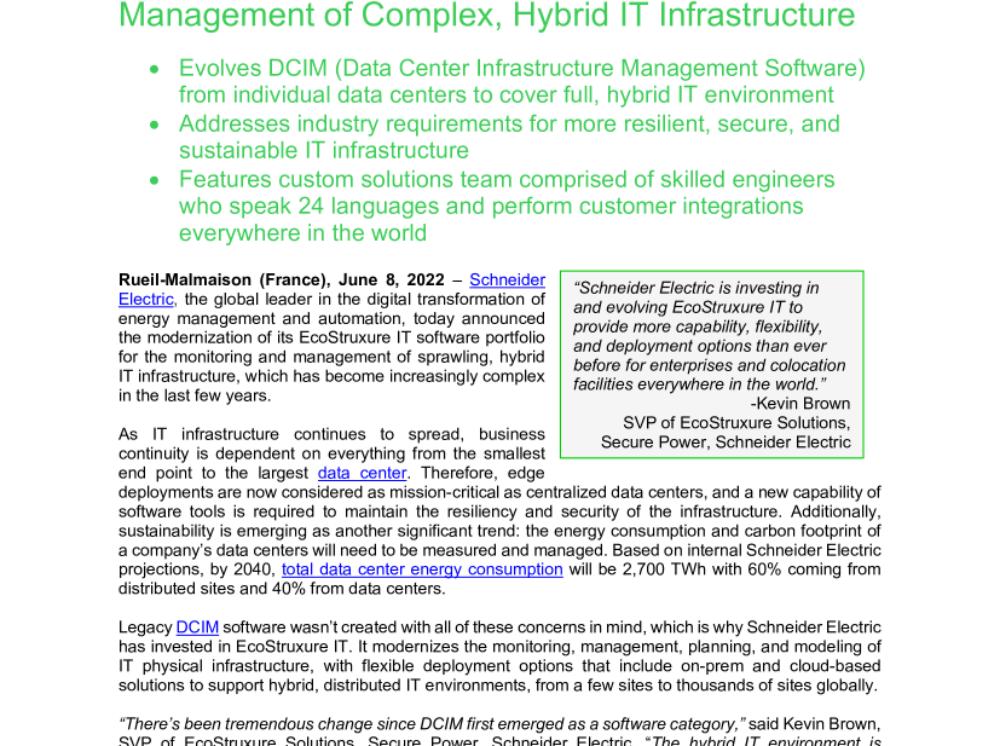 EcoStruxure IT Modernizes the Monitoring and Management of Complex, Hybrid IT Infrastructure.pdf