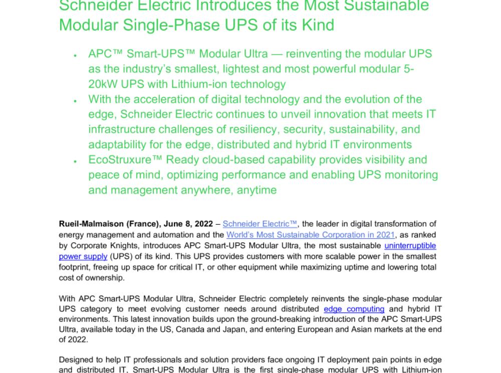 Schneider Electric Introduces the Most Sustainable Modular Single-Phase UPS of its Kind.pdf