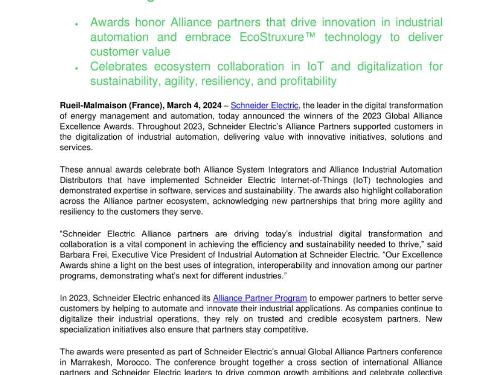 Schneider Electric announces 2023 Global Alliance Partner Program Excellence Award Winners.pdf