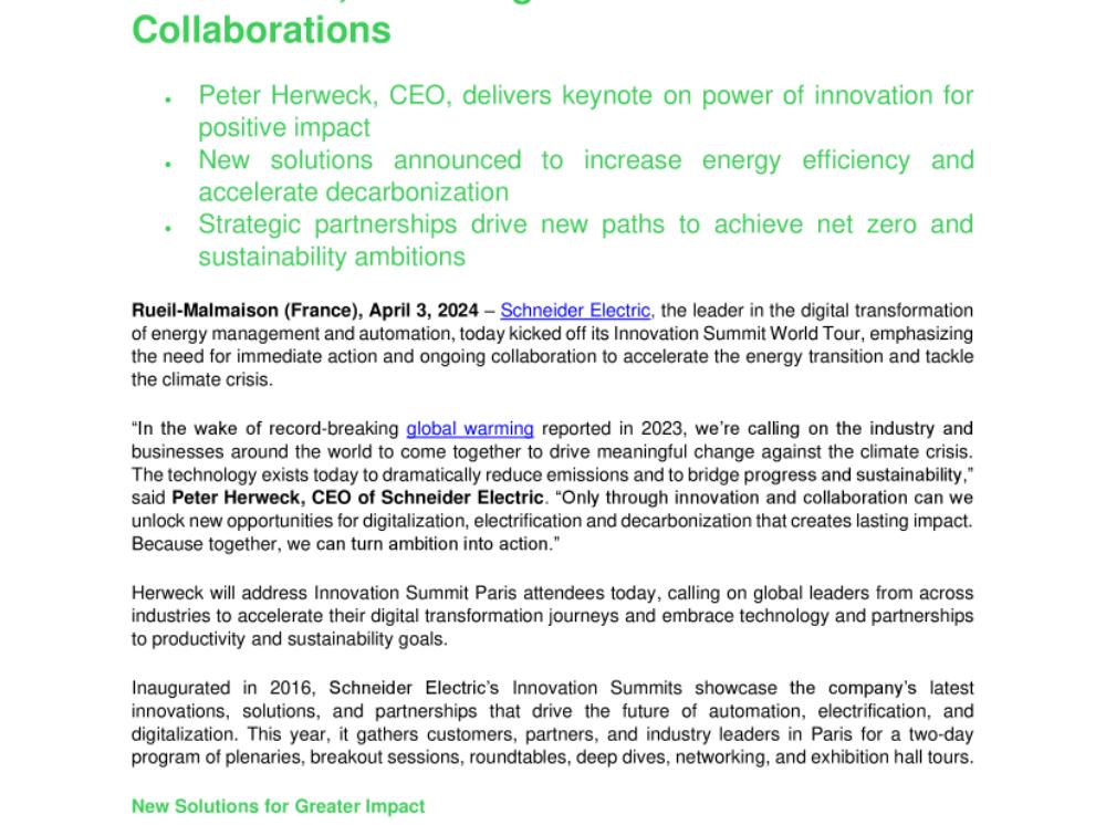 Schneider Electric Begins Innovation Summit World Tour, Unveiling Latest Innovations and Collaborations.pdf