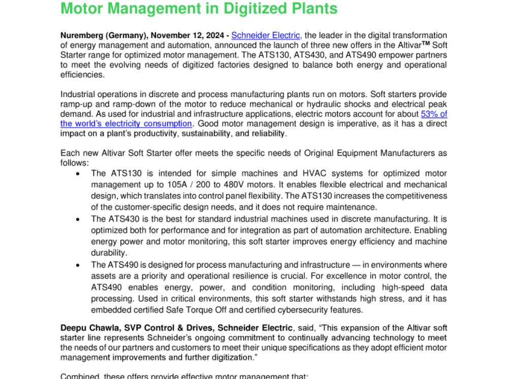 Schneider Electric Expands Reliable, Efficient, and Innovative AltivarTM Soft Starter Range for Optimized Motor Management in Digitized Plants.pdf