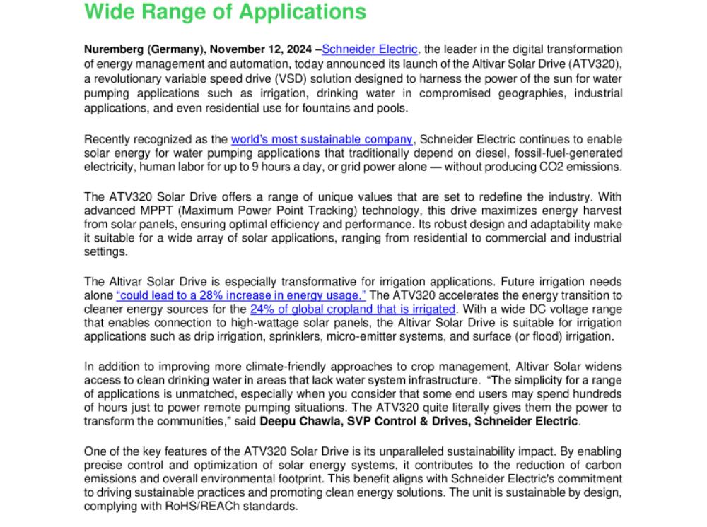 Schneider Electric Enables Solar-Powered Water Pumping with the Innovative Altivar Solar Drive for a Wide Range of Applications.pdf