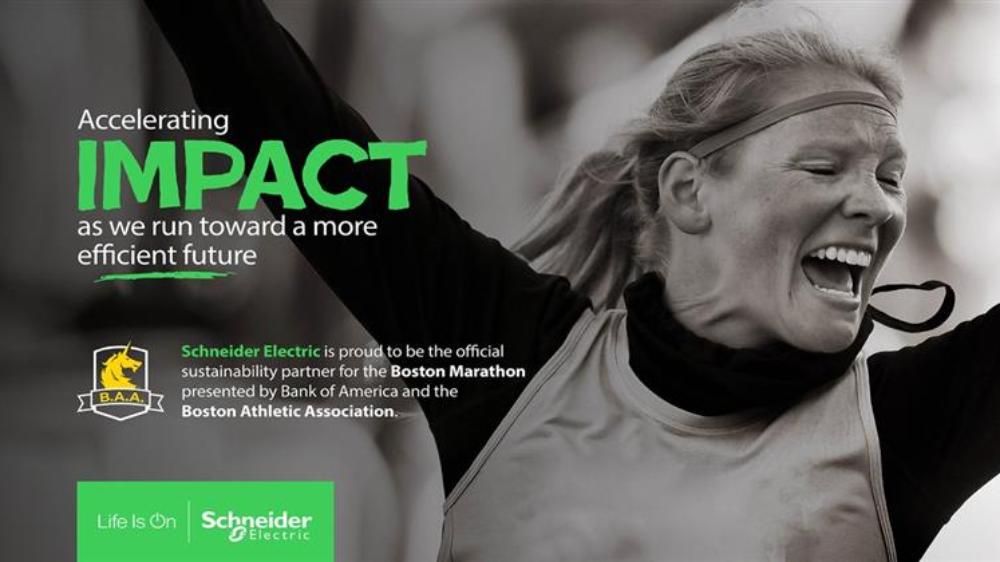 Schneider Electric nommé "Official Sustainability Partner" (partenaire officiel développement durable) pour le marathon de Boston, sponsorisé par Bank of America